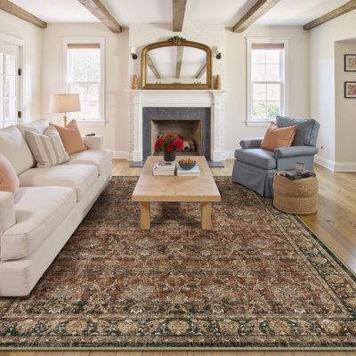  Orihue Vintage Red/Brown Area Rug for Living Room with Non-Slip Backing