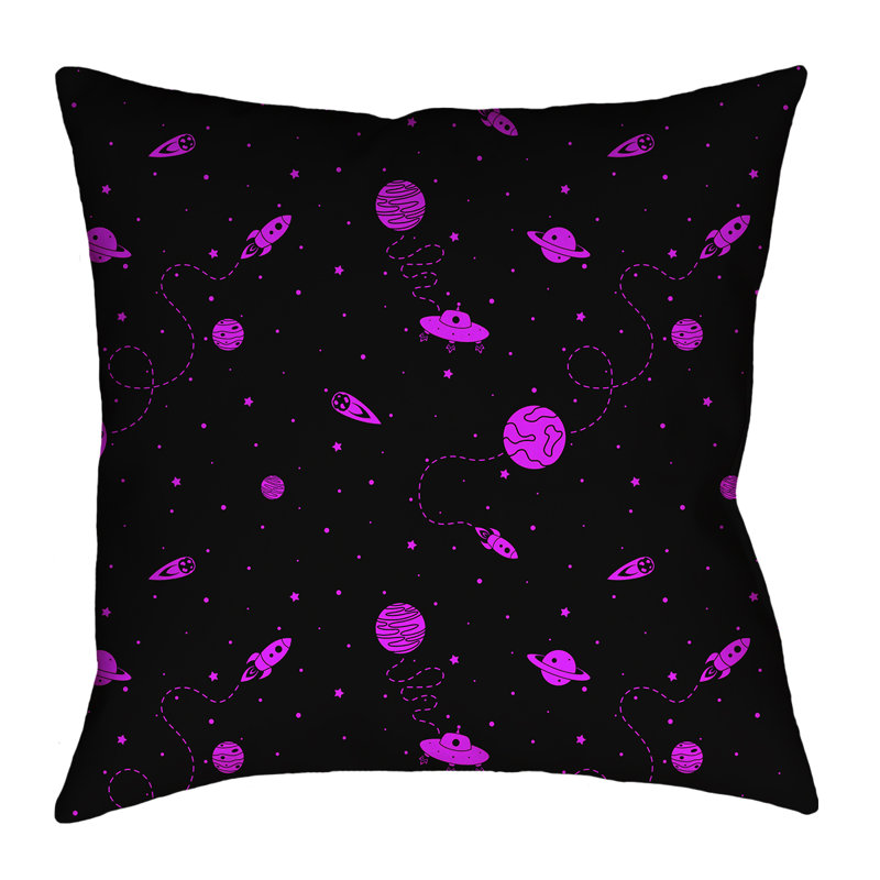Coussin Katelyn Elizabeth, 14 po x 14 po, Noir / mauve, Polyester sergé