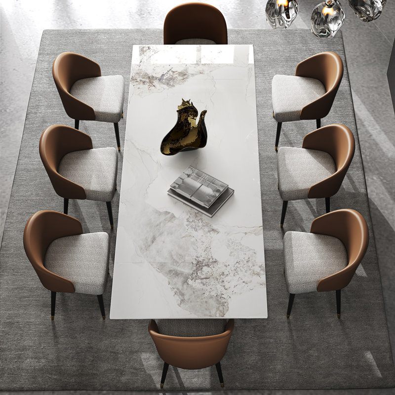Cerinle 78.74'' to 110.24'' Extendable Rectangular Sintered Stone Dining Table for 8-10, Chanel