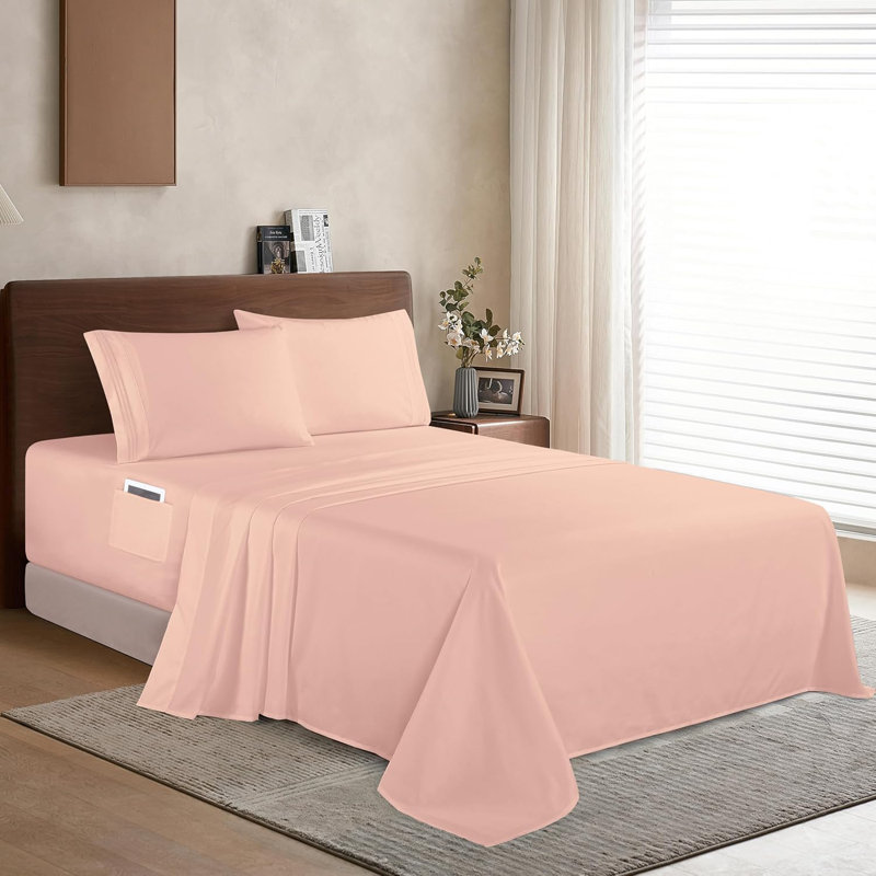 Elegant Comfort Luxury 1500 Premium Hotel Quality Microfiber 4-Piece Sheet Set - Soft, All Around Elastic 18-24 Inches Deep Fitted Sheet - Extra Deep Pocket Sheets