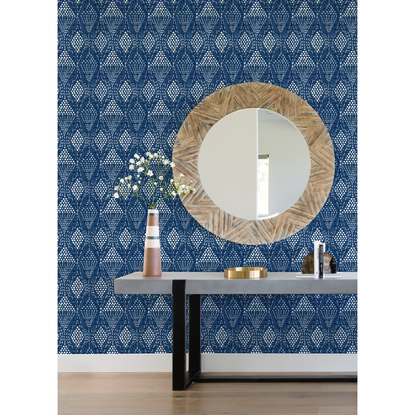 Aveta Geometric Wallpaper, Blue