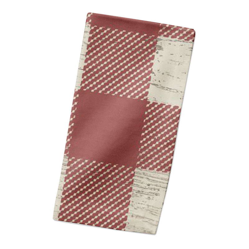 Murin Cotton Twill Plaid Square Napkin, Red