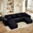 132.2" U-Shaped Cloud Sectional Sofa – Deep Seat, Black Upholstered, Modern Living Room Couch, No Assembly, Spacious & Comfortable-1949871322