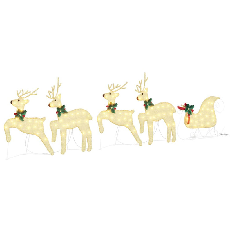 vidaXL LED Reindeers Fabric, Gold