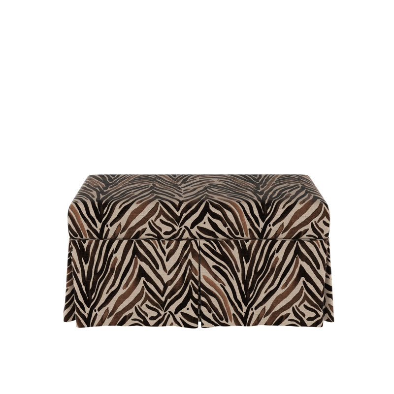 Chaplin Cotton Upholstered Storage Bench, Washed Zebra Chocolate