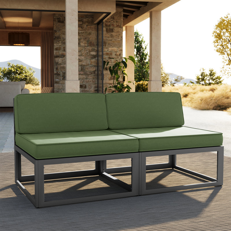 Ensemble de 2 fauteuils de coin d'extérieur en aluminium avec coussins (ensemble de 2)