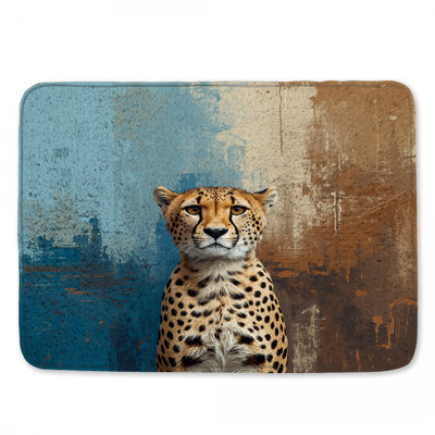 Cheetah On Textured Background Bath Mat