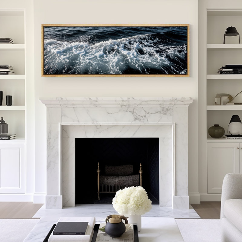 «Dramatic Ocean Surf», art mural encadré sur toile, H 20 po x l 60 po, Naturel