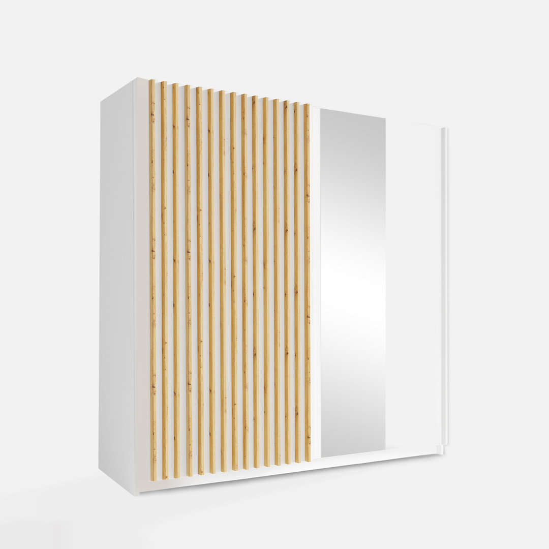 Elegant White Dali Wardrobe with Mirror 200cm – Stylish Storage Solution for Modern Homes