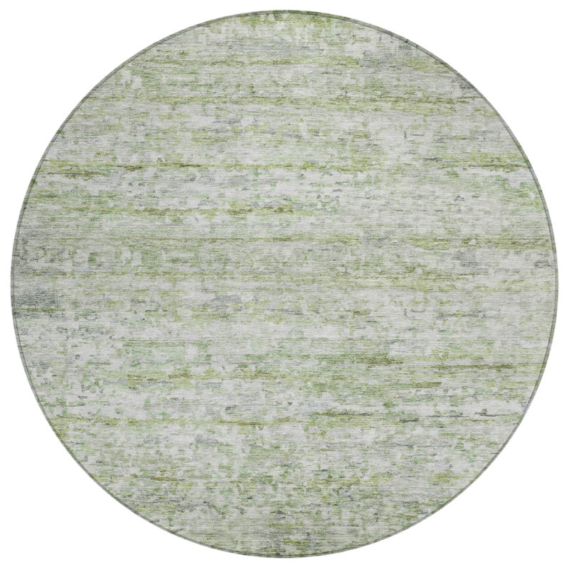 Tova Green Washable Indoor-Outdoor Rug - , 8' x 8'