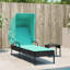 Chaise longue Latitude Run® avec auvent en rotin de polyester noir-743067103