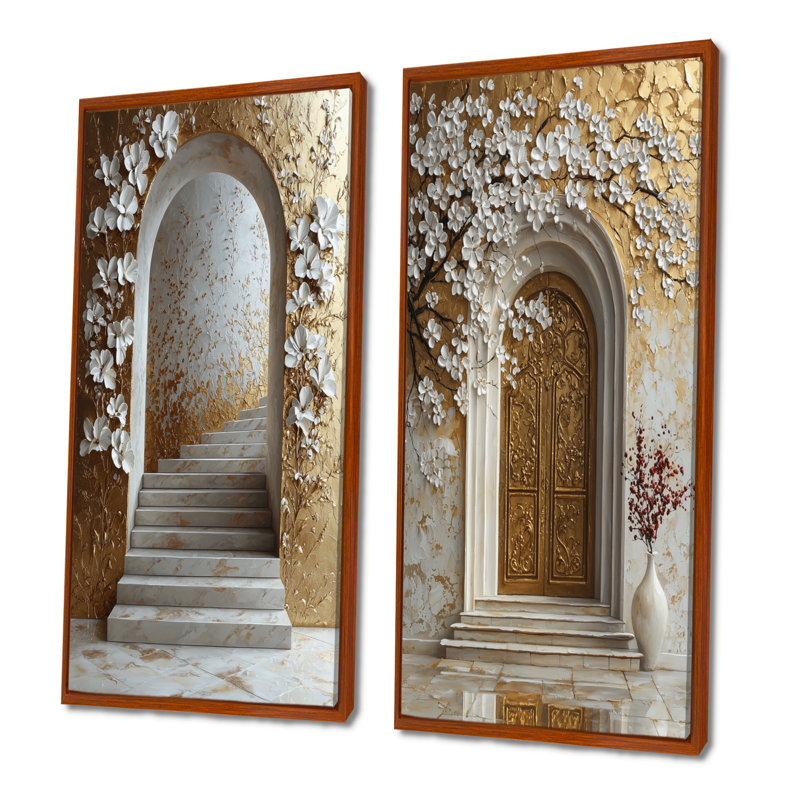 Ensemble de 2 pièces d'art mural d'Istamboul I Sultans Palace I, H 28 po x l 24 po, Cadre flottant brun