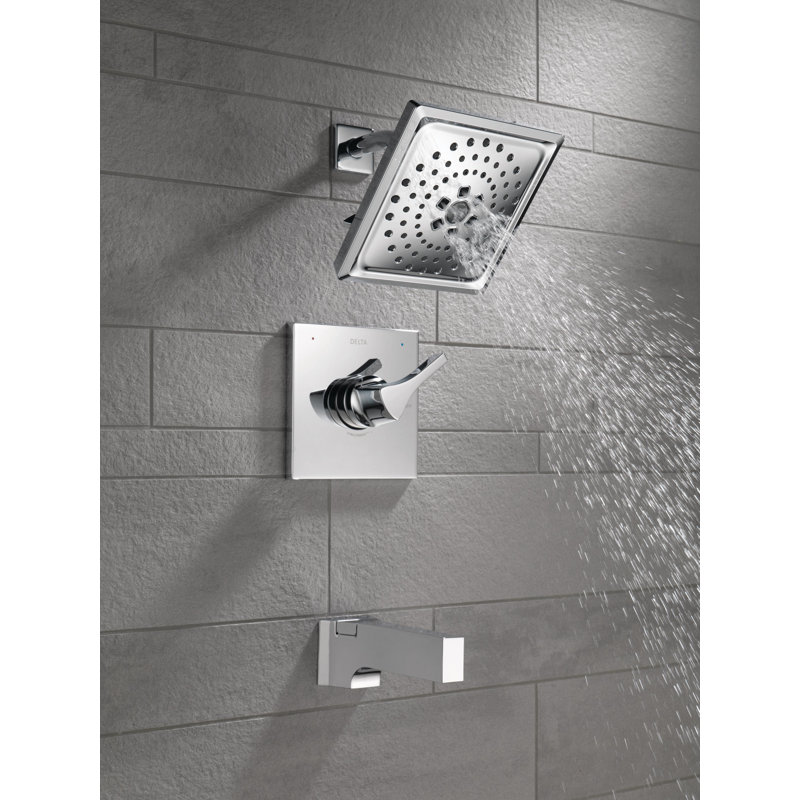 Zura Pressure Balance 14 Series Tub and Shower Trim with Single Lever Handle and Monitor, Chrome