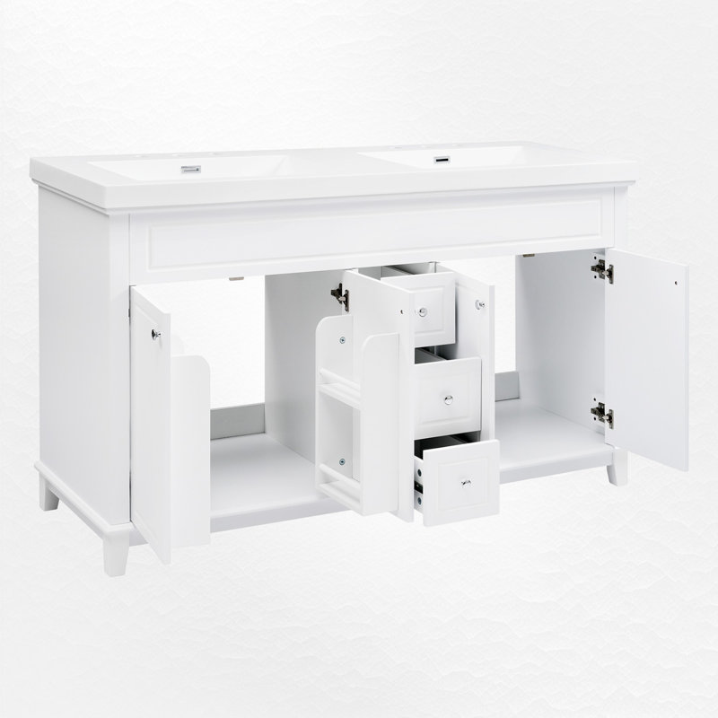 59" Double Bathroom Vanity With Resin Top