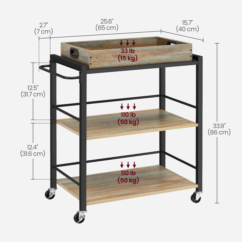 3-tier Riggle Kitchen Cart, Brown