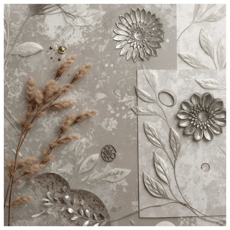Tapis pour salle de bain Metallic Floral, L 34 po x L 21 po