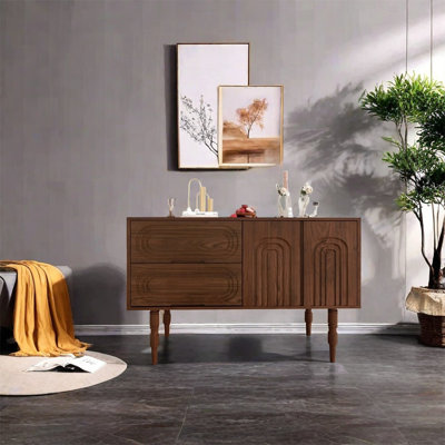 Walnut Frame Sideboard with Large Storage Space