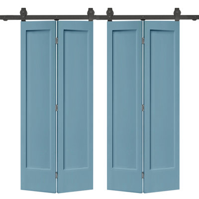 Portes de grange doubles en panneaux de fibres à densité moyenne composites avec ensemble de quincaillerie d'installation