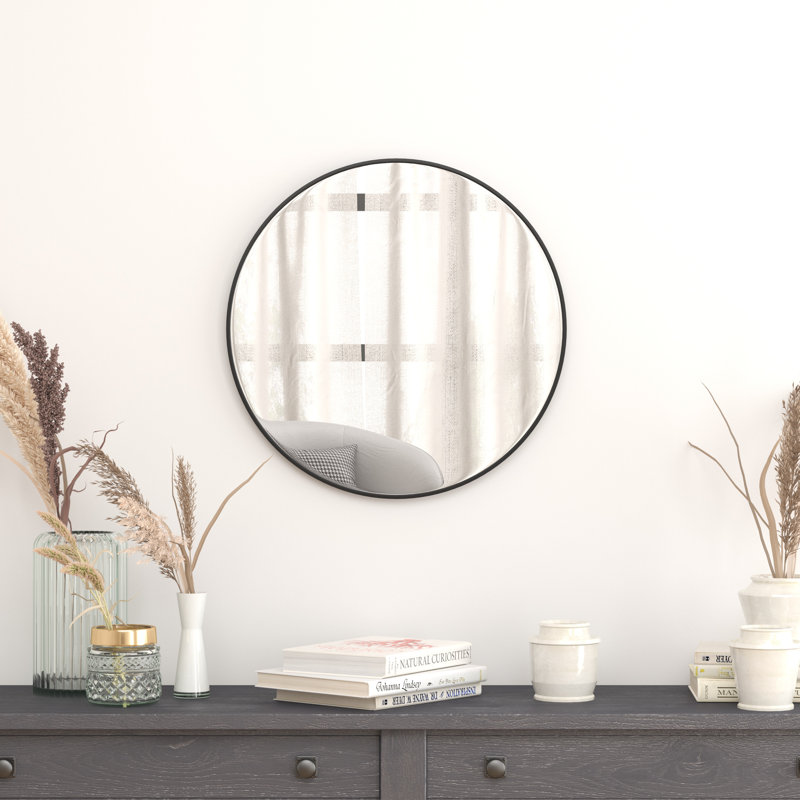 Miroir mural Adarius, Noir, 24 po x 24 po
