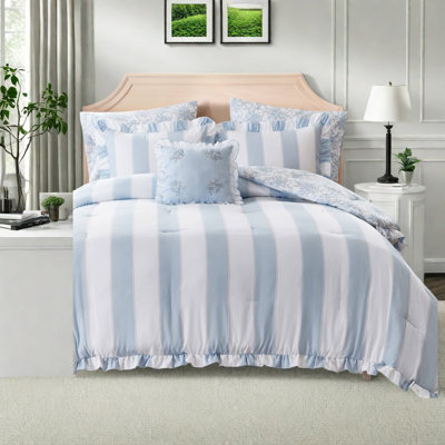 Striped and Toile Comforter Set