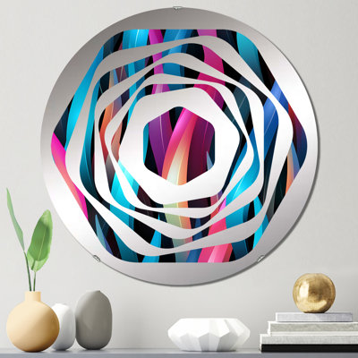 Motif rayé futuriste bleu et rose - miroir décoratif Amorphe