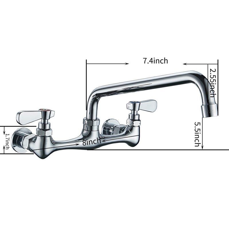 VIBRANTBATH Kitchen Faucet, Polished Chrome-8 Inches, 10