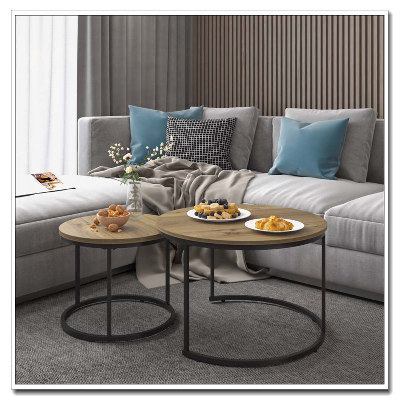 Ensemble de tables basses Nesting, Brown, Wood