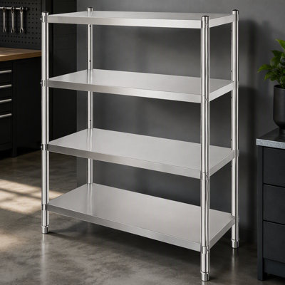 Étagère en acier inoxydable 46,8 x 18,5 pouces Étagère de rangement réglable à 4 niveaux