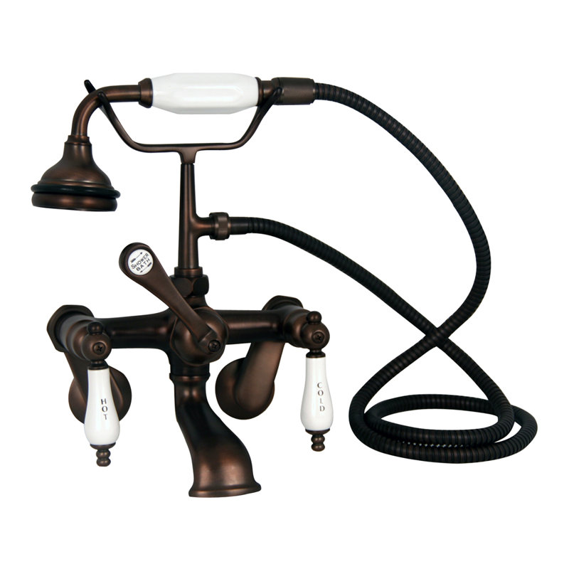 3 Handle Bathroom Clawfoot Tub Faucet with Diverter, Oil Rubbed Bronze