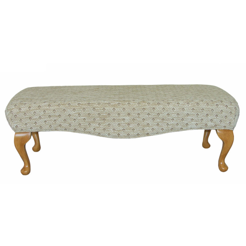 Weldon Fabric Upholstered Bench, Light Oak, Angelina Blue Pattern