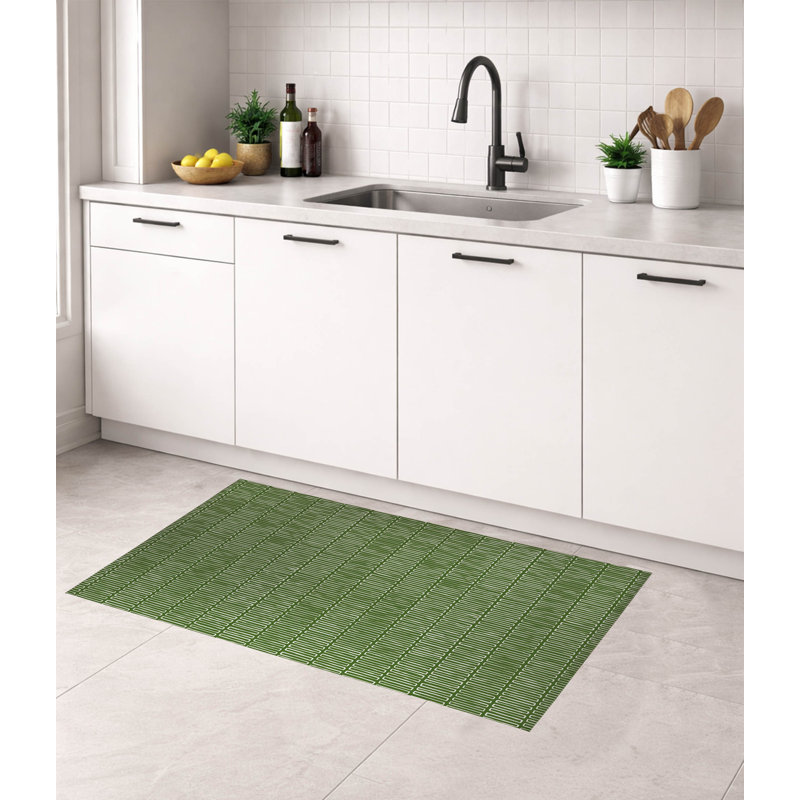 Tapis de cuisine Block Maze, Vert olive, Rectangle 5 pi x 7 pi