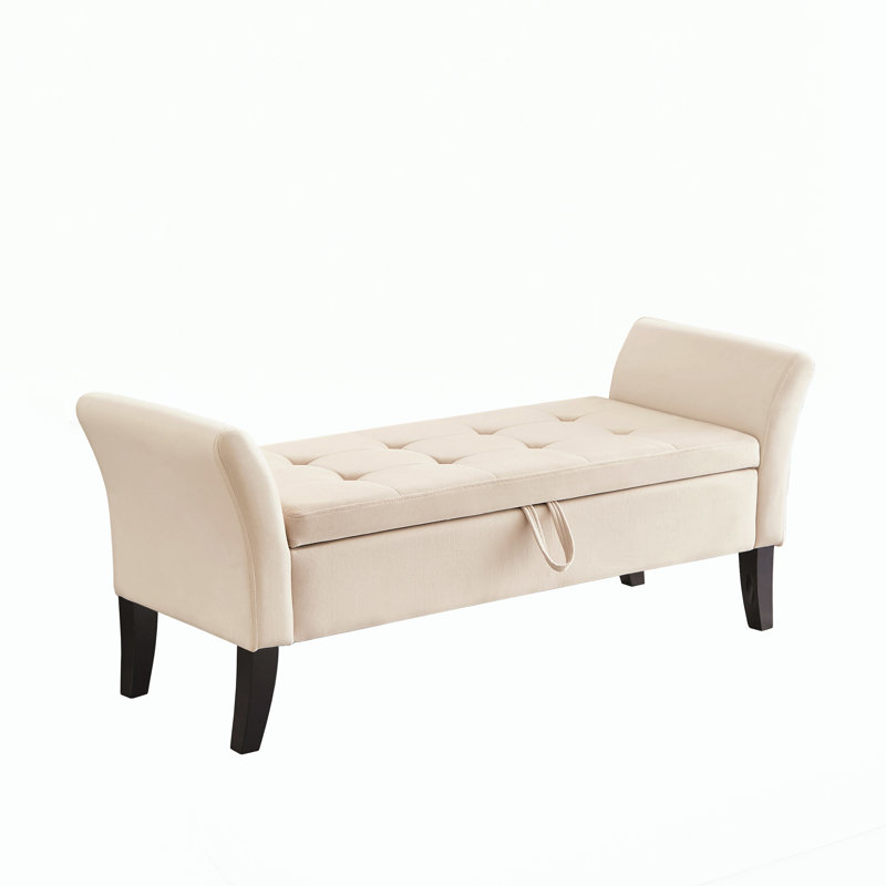 Banc de lit avec rangement, H 22 po x L 51,5 po x P 18,3 po, Beige, Beige