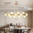 Linear Lights Chandelier, Modern Sputnik Ceiling Fixture with Adjustable Height & Dimmable Glass Shades for Dining Room, Office, Mid-Century Design-978657879-1001664830