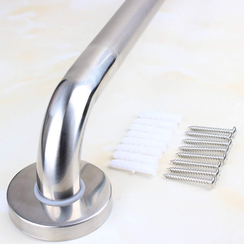 IMPEU 24-inch Knurled Bathroom Grab Bar, 1.25-Inch Diameter Great for Towel Bar, Shower Saftey Bar, Door Handle, Anti-Slip Design, Brushed Nickel finishes (24 Inch)