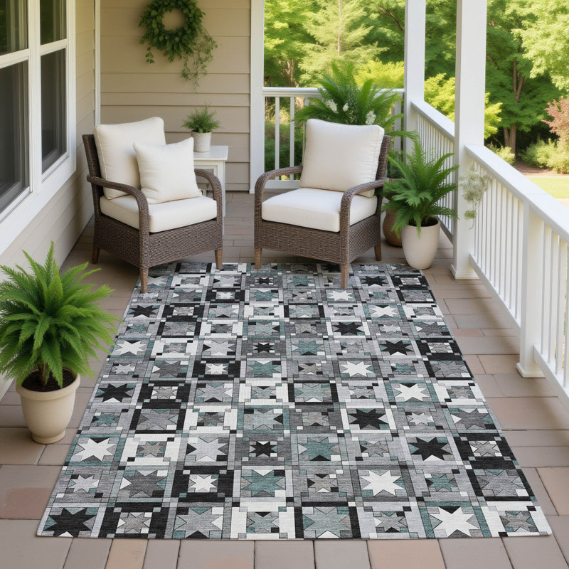 Tapis intérieur / extérieur lavable à la machine Chantille ACN2553, Gris, 8 pi x 10 pi