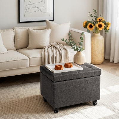 Entryway Storage Ottoman, Multipurpose Foot Rest Sofa Stool