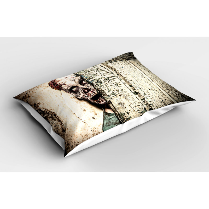 Cream/Green Polyester Microfiber Piece Sham, Twin