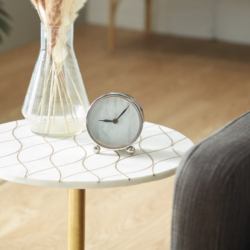 Analog Stainless Steel Mechanical Tabletop Clock, Silver