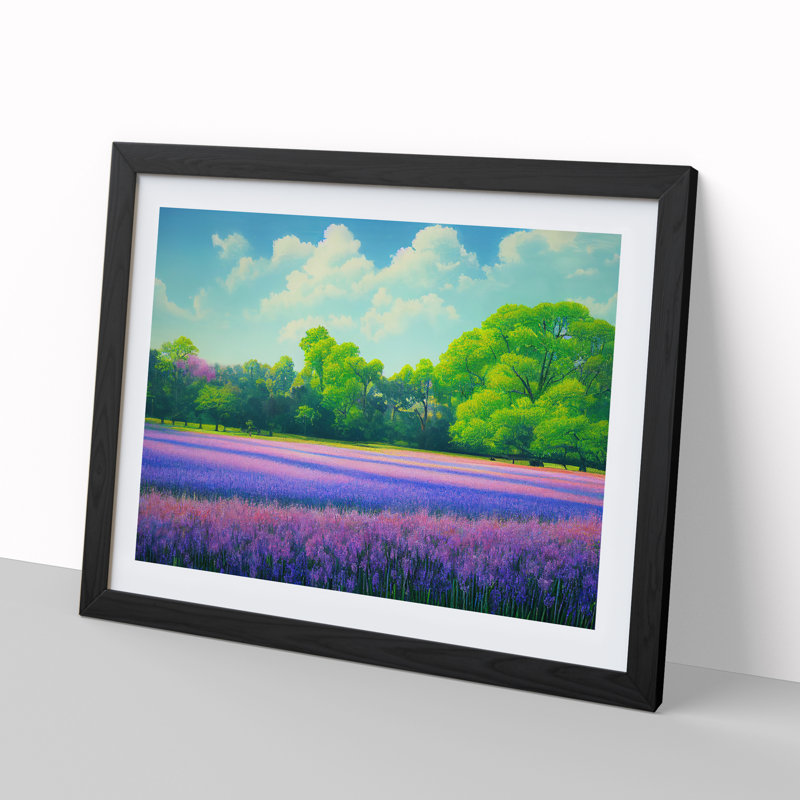 Innovative Bluebell Field - Single Picture Frame Painting, Black, 46cm H x 64cm W x 2cm D