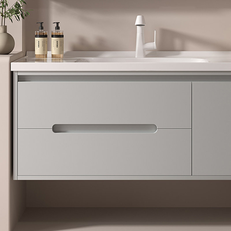 Armoire de salle de bain minimaliste moderne et minimaliste, Gris clair