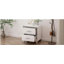 Élégante table de chevet brillante, avec poignées en métal, table de chevet à miroir avec 2 tiroirs, blanc, convient à la chambre à coucher et au salon