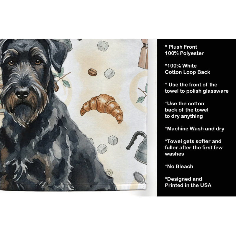 Black Russian Terrier Coffee Bar Kitchen Towel, Black Russian Terrier
