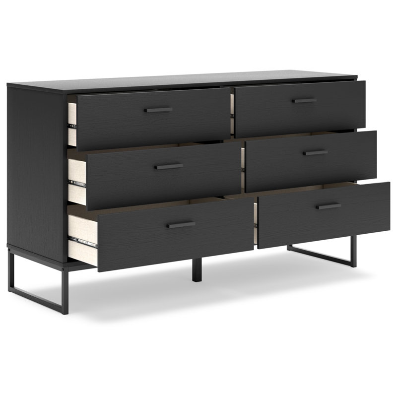 Bosnjak 59.02'' W 6 - Drawer Dresser, Black