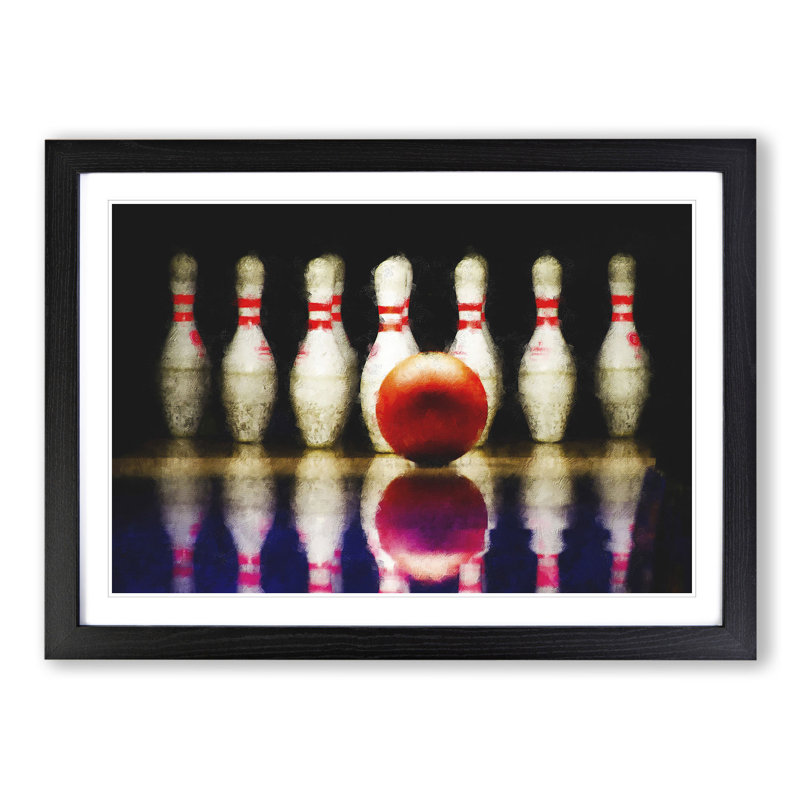 Ten Pin Bowling - Picture Frame Graphic Art, 27cm H x 36cm W x 2cm D, Black