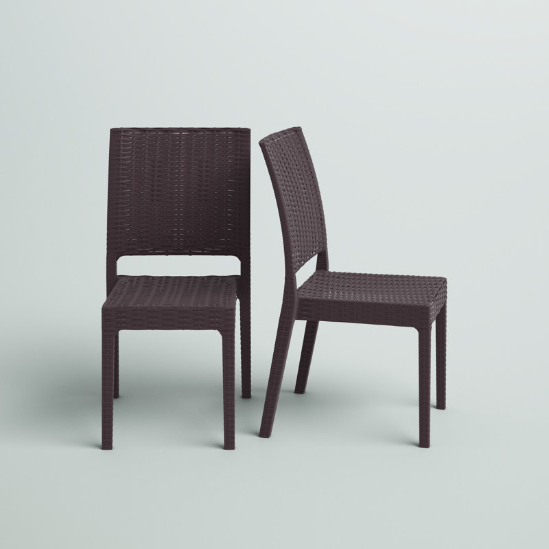 Tomosuke Stacking Patio Dining Side Chair, Brown