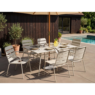 Challender Rectangular Iron Outdoor with Umbrella Hole Dining Table - 160 cm W 90 cm D