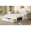 Lit de jour double avec bureau amovible, tiroirs de rangement et table d'appoint hydraulique, blanc-130125478