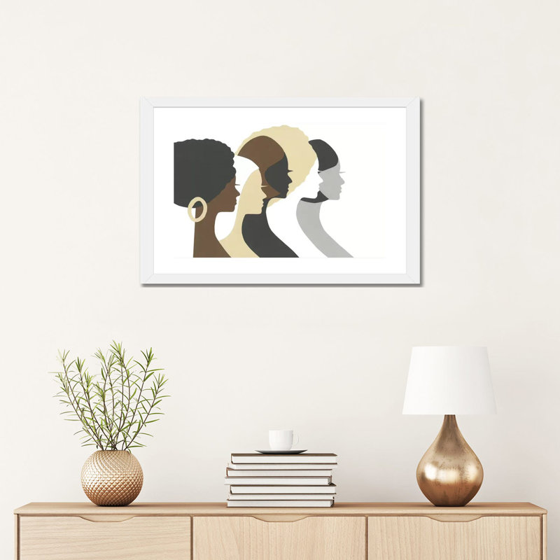 " Multicultural Women Profile " by LouLouArtStudio, White, 16" H x 24" W x 1" D, White Paper