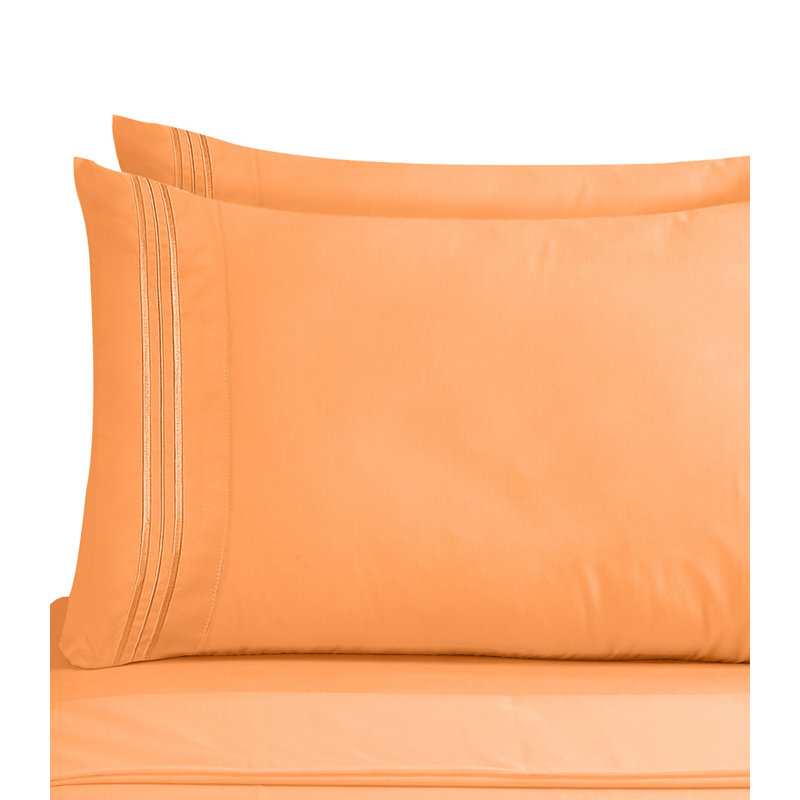 Taie d'oreiller en microfibre de qualité supérieure, Standard, Orange abricot