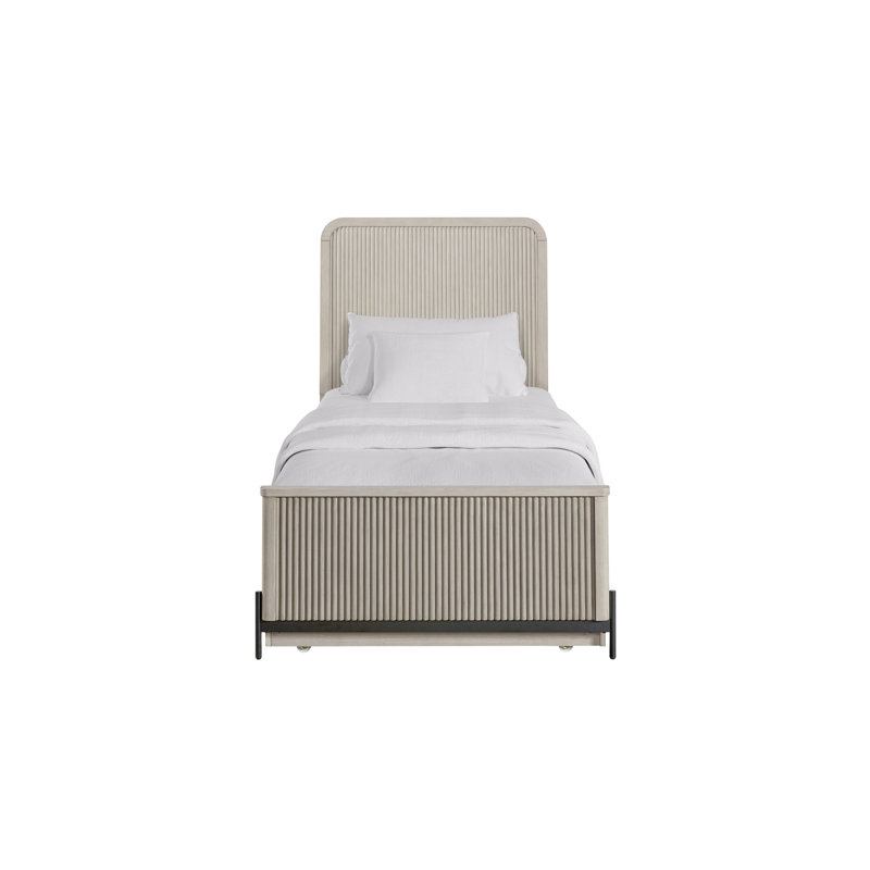 Lit gigogne double en taupe avec placage de bouleau transitionnel